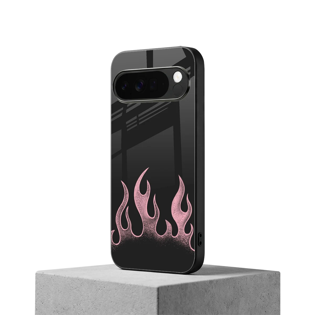 Retro Pink Flames google pixel 10 pro xl mobile cover | shockproof glass phone case