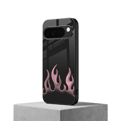 Retro Pink Flames google pixel 10 pro xl mobile cover | shockproof glass phone case