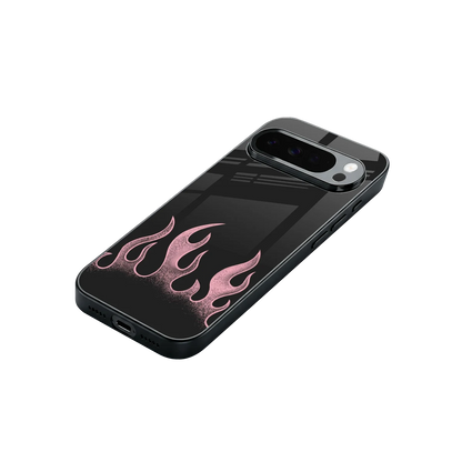 Retro Pink Flames stylish phone case for google pixel 10 pro xl | glossy glass and slim fit