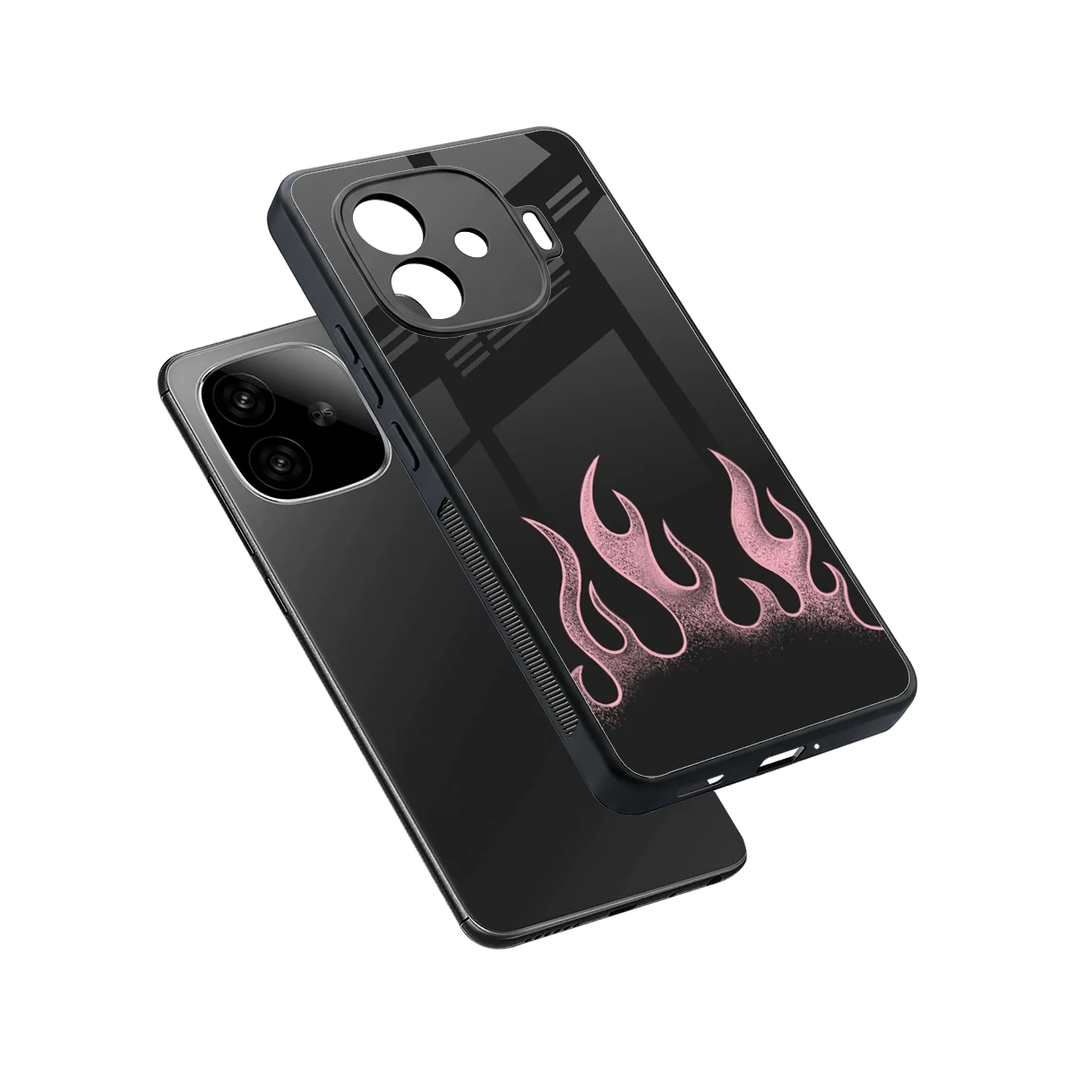 Retro Pink Flames sleek iqoo neo 10r 5g cover with tempered glass back and TPU edges