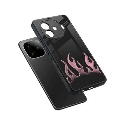 Retro Pink Flames sleek iqoo neo 10r 5g cover with tempered glass back and TPU edges