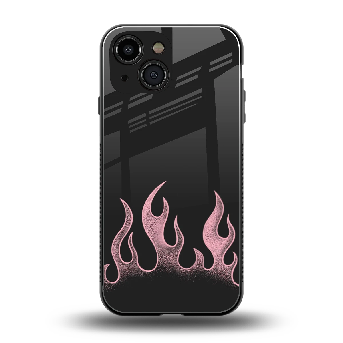 Retro Pink Flames back phone cover | glass case for iphone 13 mini