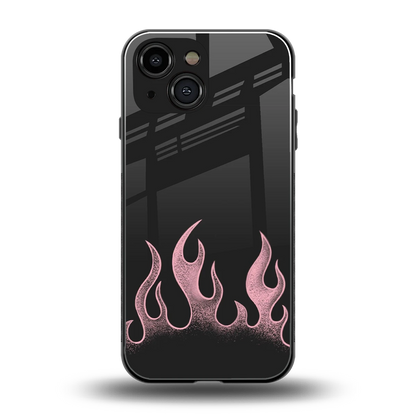 Retro Pink Flames back phone cover | glass case for iphone 13 mini