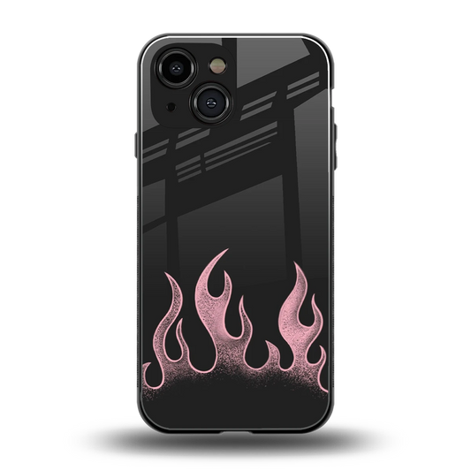Retro Pink Flames back phone cover | glass case for iphone 13 mini