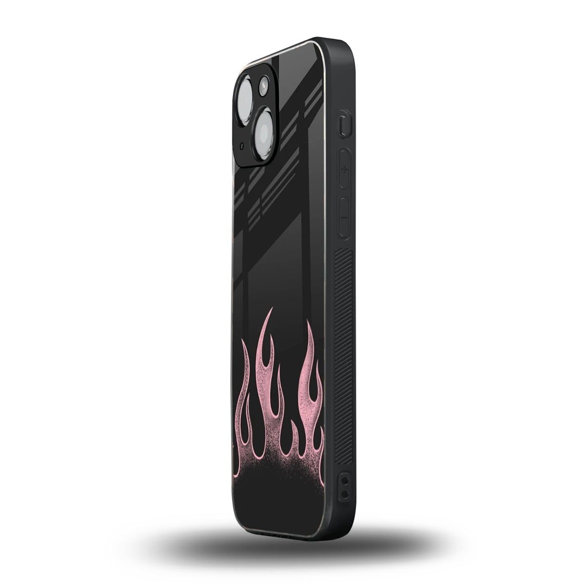 Retro Pink Flames iphone 13 mini mobile cover | shockproof glass phone case