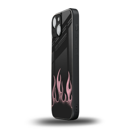 Retro Pink Flames iphone 13 mini mobile cover | shockproof glass phone case