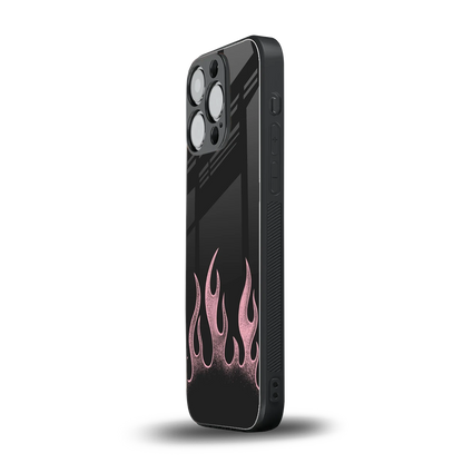 Retro Pink Flames iphone 13 pro mobile cover | shockproof glass phone case