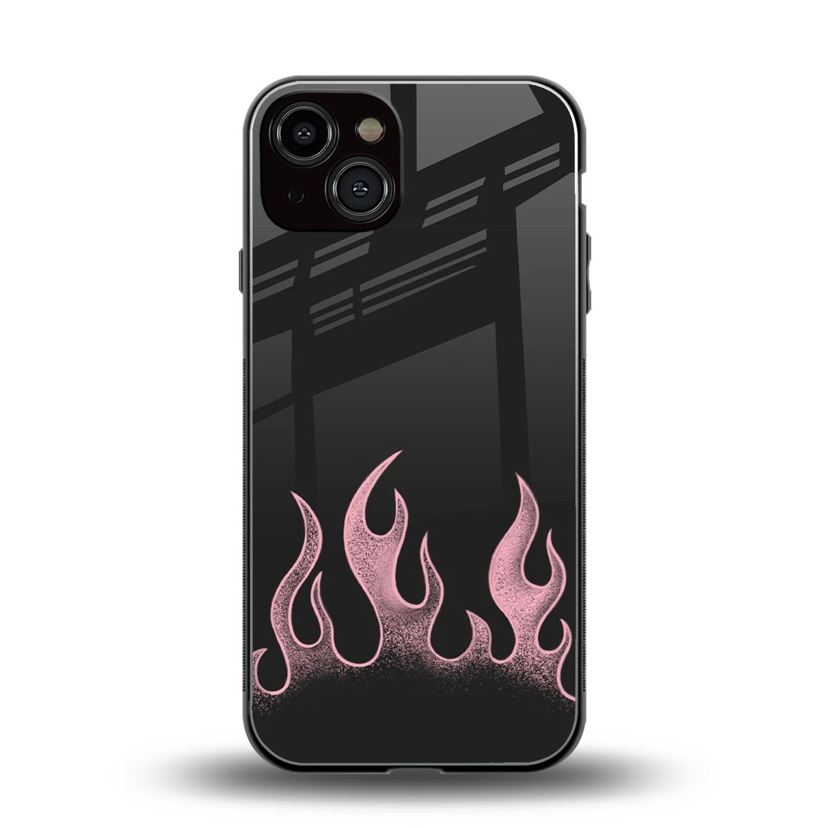 Retro Pink Flames back phone cover | glass case for iphone 14