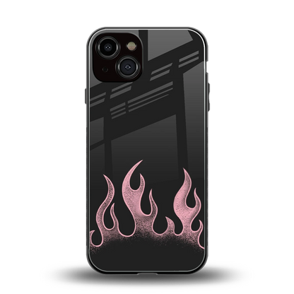 Retro Pink Flames back phone cover | glass case for iphone 14