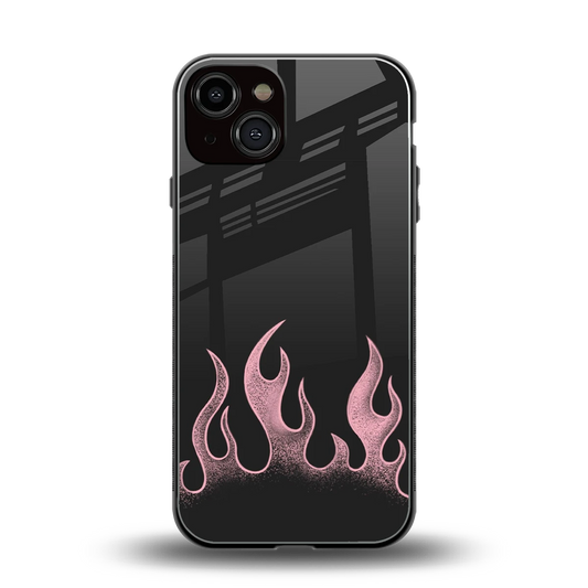 Retro Pink Flames back phone cover | glass case for iphone 14