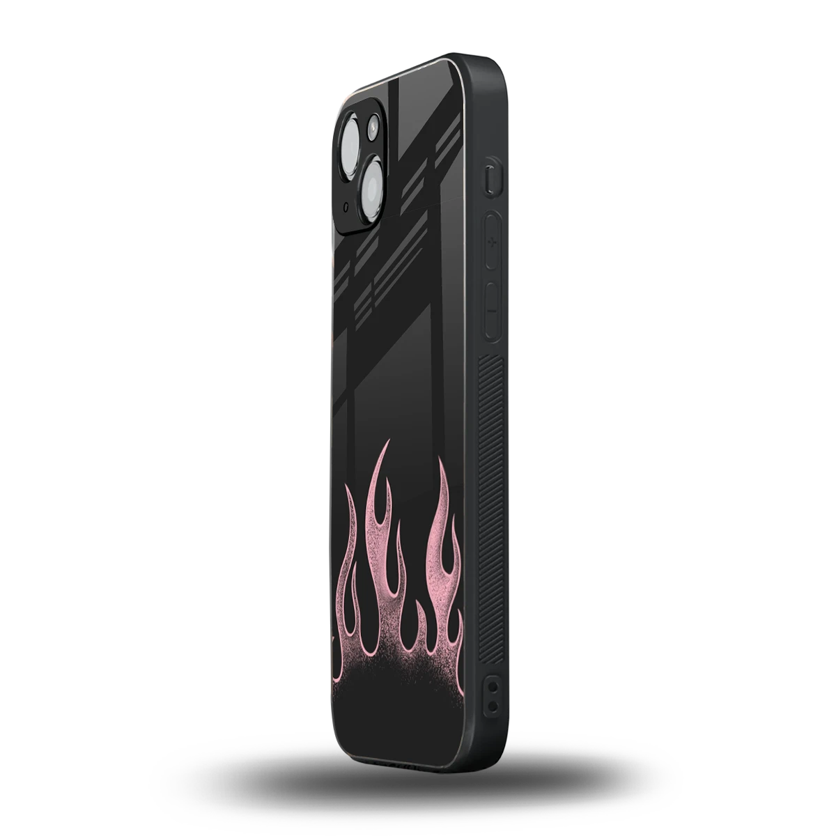 Retro Pink Flames iphone 13 mobile cover | shockproof glass phone case