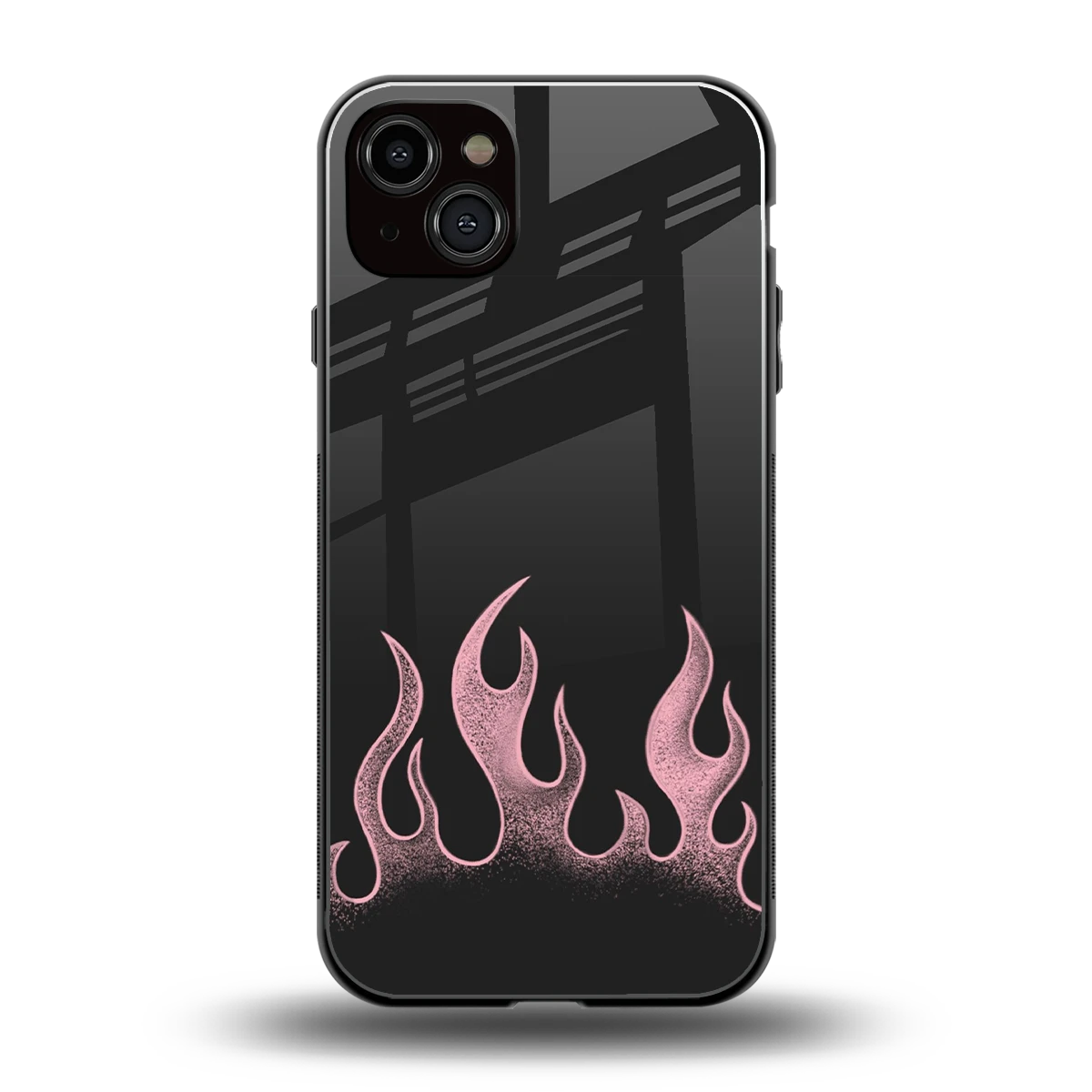 Retro Pink Flames back phone cover | glass case for iphone 15 plus