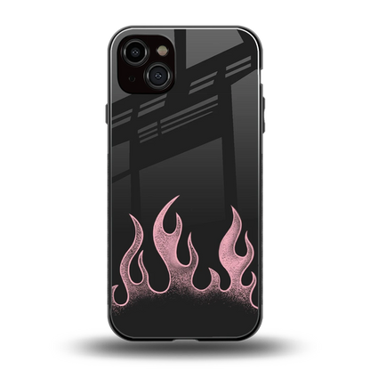 Retro Pink Flames back phone cover | glass case for iphone 15 plus