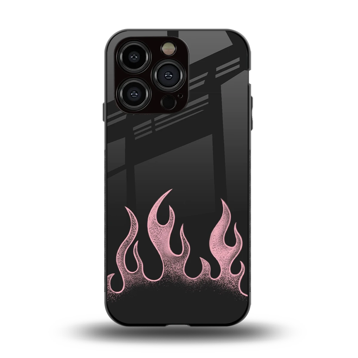 Retro Pink Flames back phone cover | glass case for iphone 15 pro