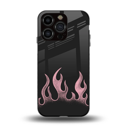 Retro Pink Flames back phone cover | glass case for iphone 15 pro