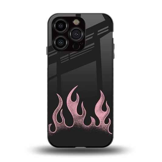 Retro Pink Flames back phone cover | glass case for iphone 15 pro