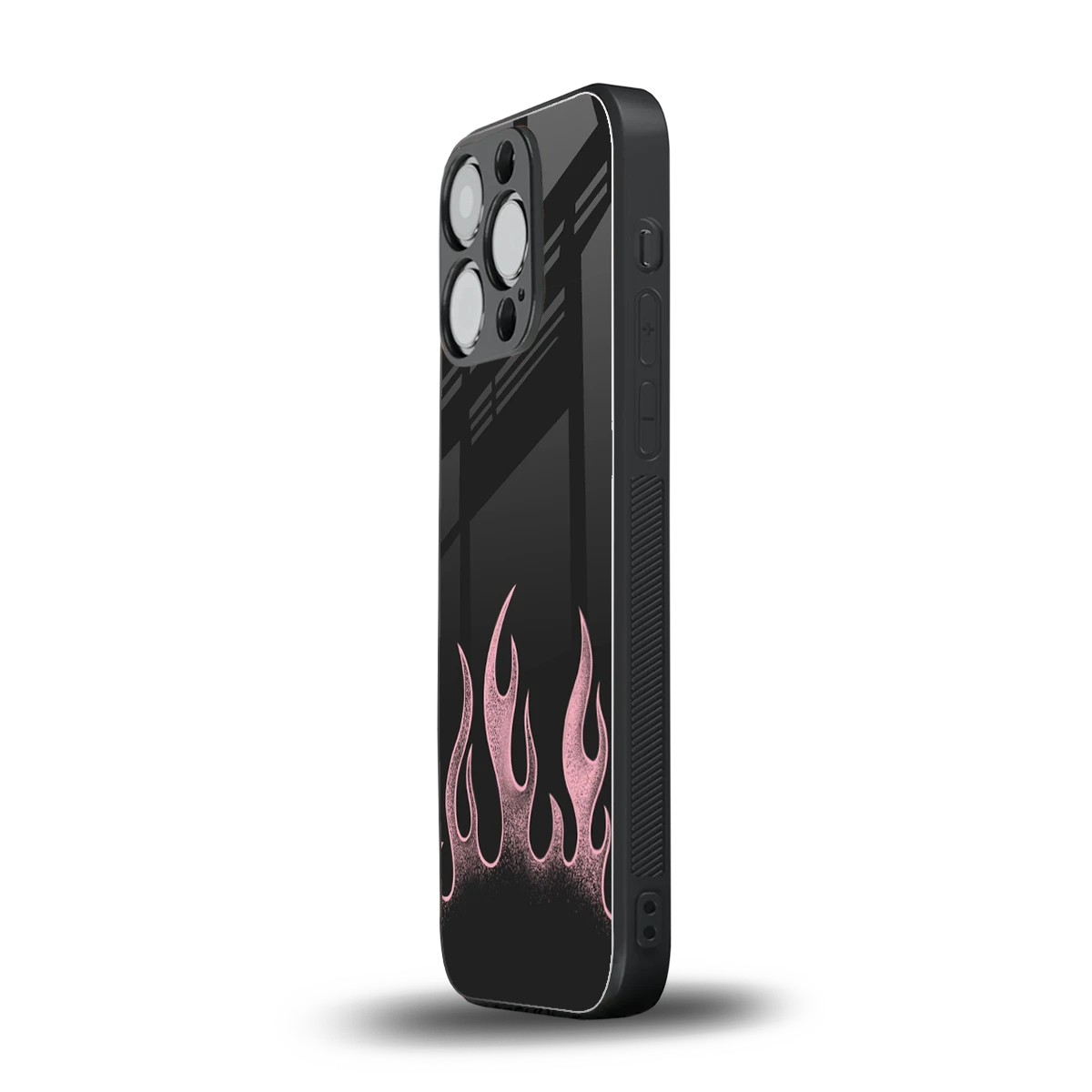 Retro Pink Flames iphone 15 pro mobile cover | shockproof glass phone case