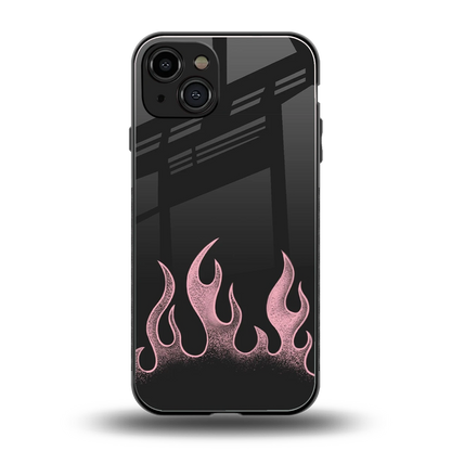 Retro Pink Flames back phone cover | glass case for iphone 15