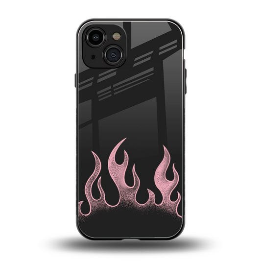 Retro Pink Flames back phone cover | glass case for iphone 15