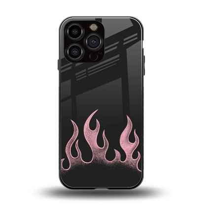 Retro Pink Flames back phone cover | glass case for iphone 16 pro max
