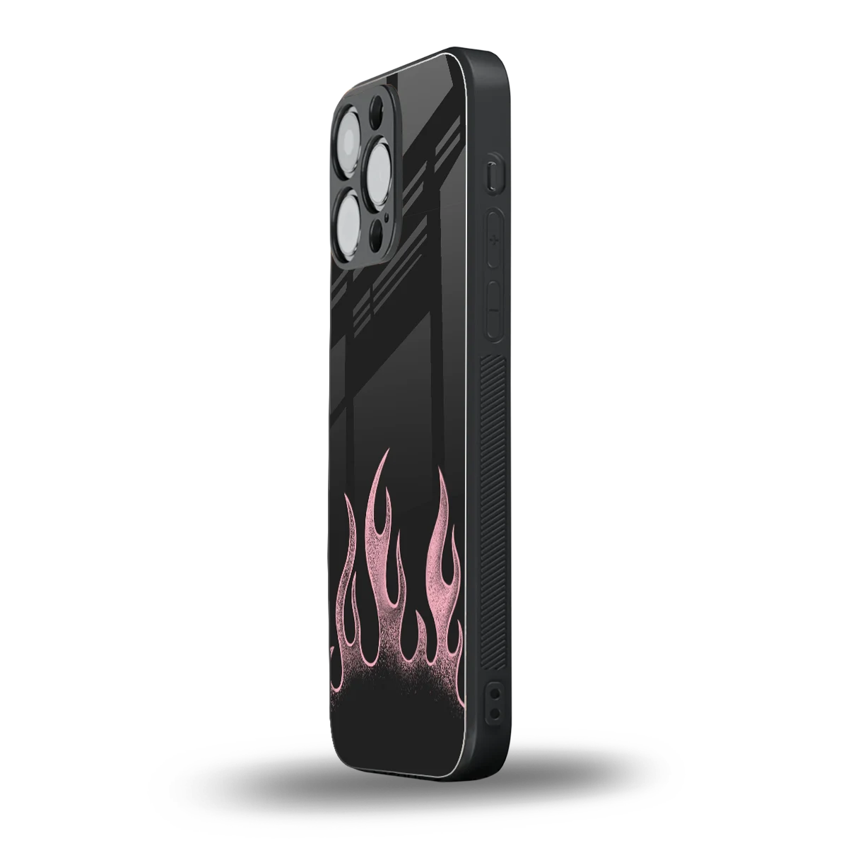 Retro Pink Flames iphone 16 pro max mobile cover | shockproof glass phone case