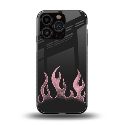 Retro Pink Flames back phone cover | glass case for iphone 16 pro