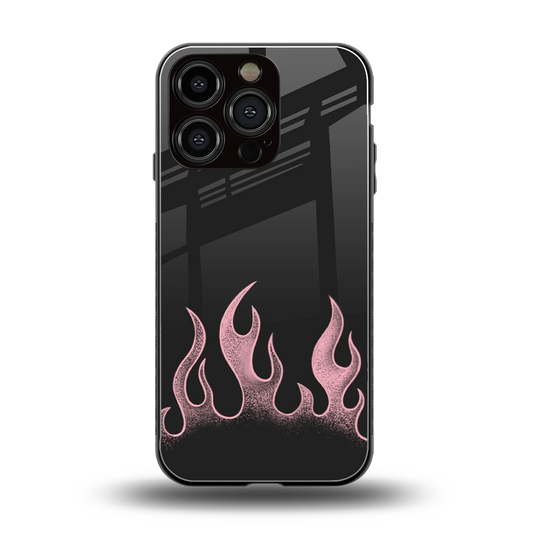 Retro Pink Flames back phone cover | glass case for iphone 16 pro