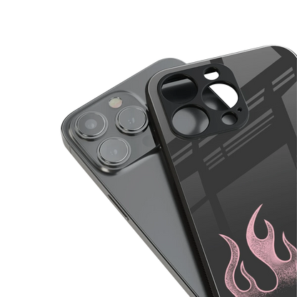 Retro Pink Flames stylish phone case for iphone 14 | glossy glass and slim fit