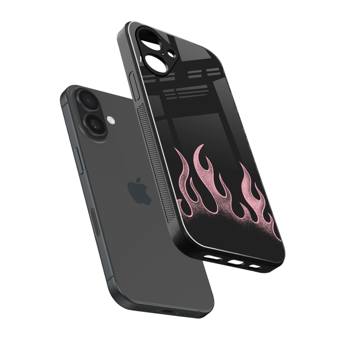 Retro Pink Flames Phone Case for Iphone 16 | Glass Case