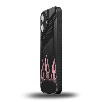 Retro Pink Flames Phone Case for Iphone 16 | Glass Case
