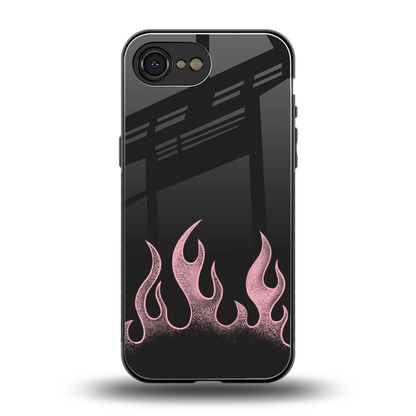 Retro Pink Flames back phone cover | glass case for iphone 16e