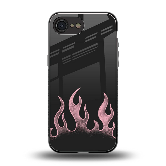 Retro Pink Flames back phone cover | glass case for iphone 16e