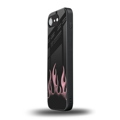 Retro Pink Flames iphone 16e mobile cover | shockproof glass phone case