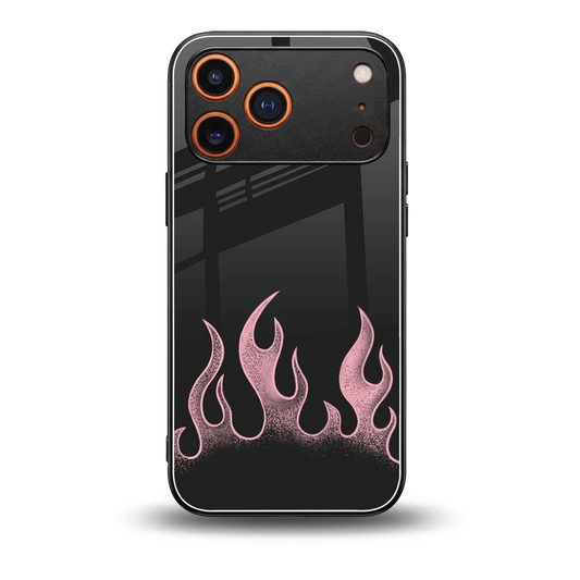Retro Pink Flames back phone cover | glass case for iphone 17 pro max