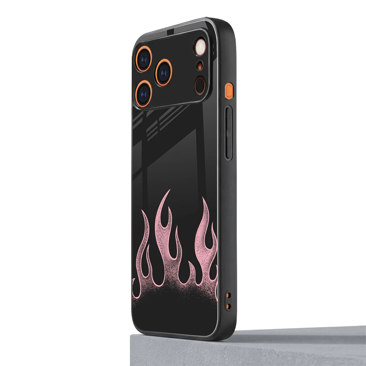 Retro Pink Flames iphone 17 pro mobile cover | shockproof glass phone case
