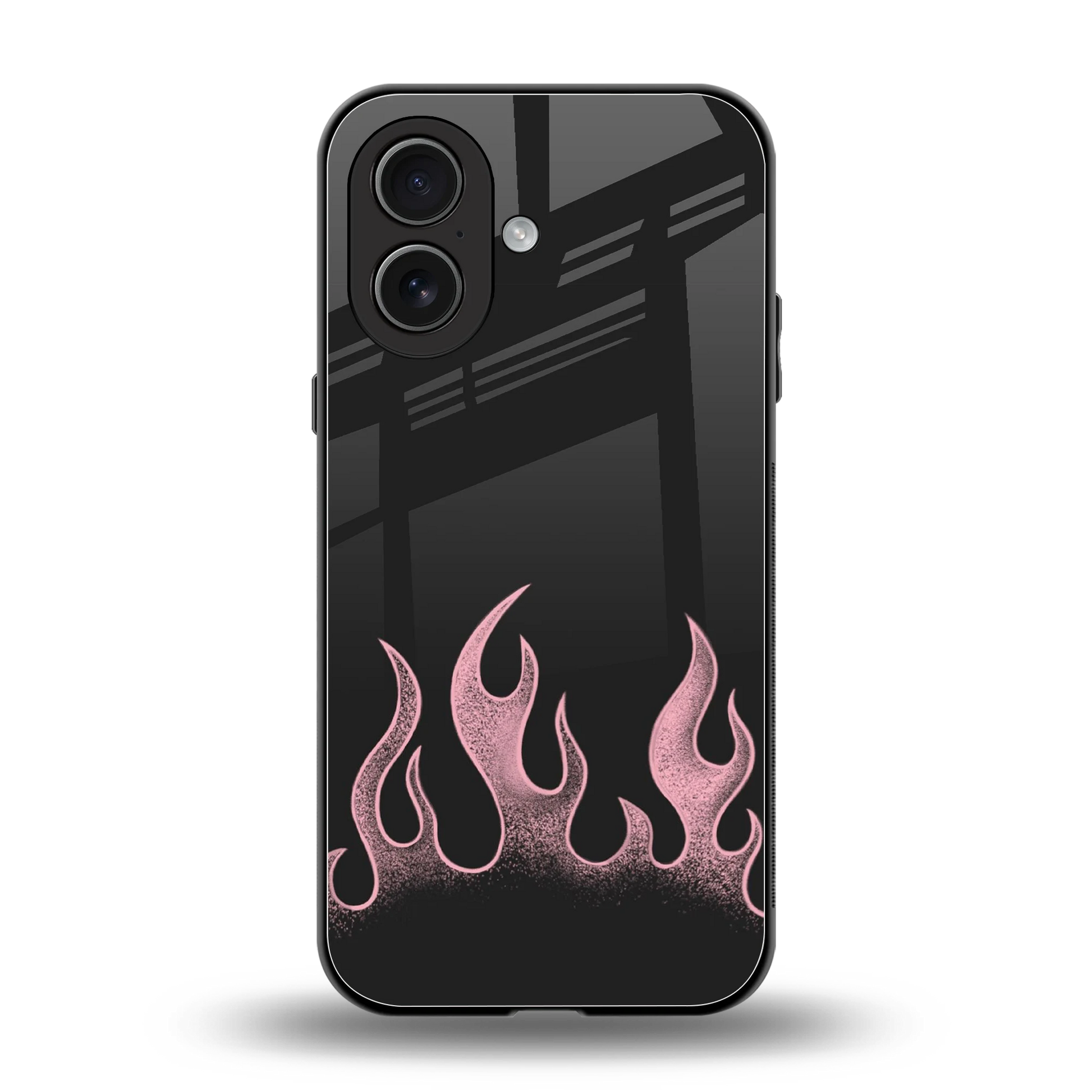 Retro Pink Flames back phone cover | glass case for iphone 17