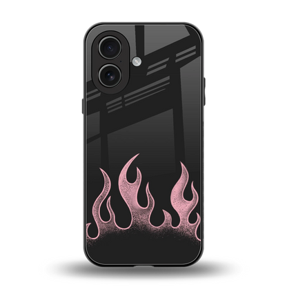 Retro Pink Flames back phone cover | glass case for iphone 17