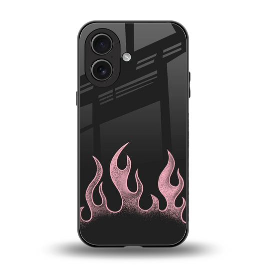Retro Pink Flames back phone cover | glass case for iphone 17