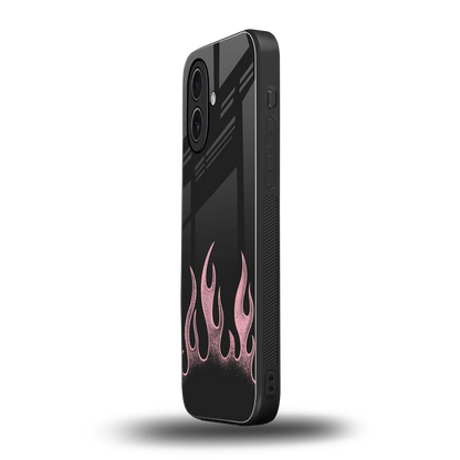 Retro Pink Flames iphone 17 mobile cover | shockproof glass phone case