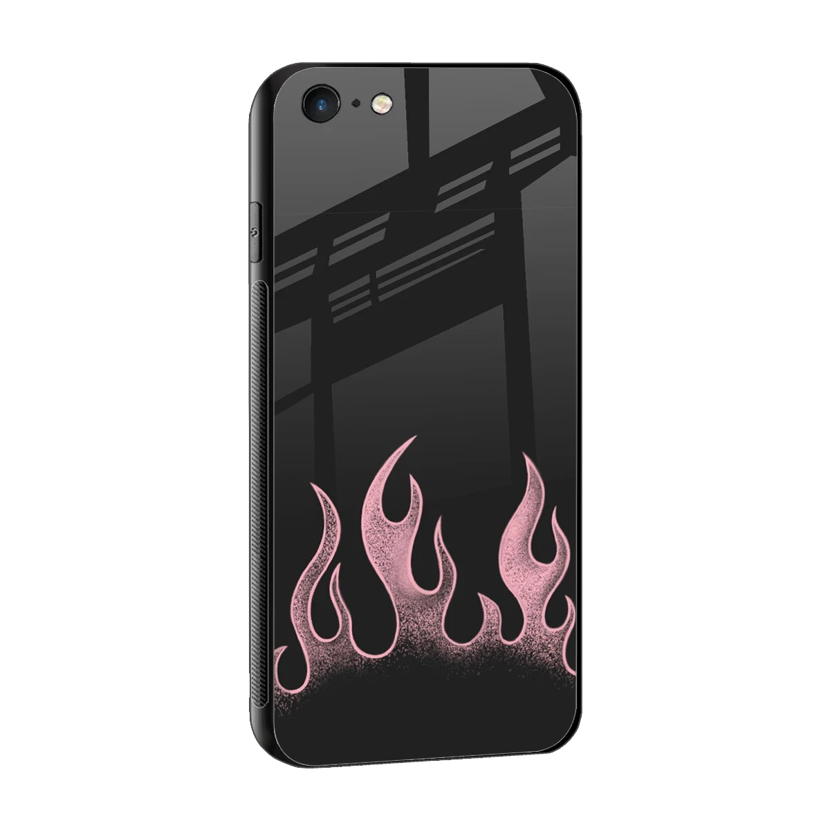 Retro Pink Flames sleek iphone 6 cover with tempered glass back and TPU edges