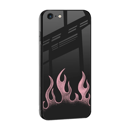 Retro Pink Flames sleek iphone 6s cover with tempered glass back and TPU edges