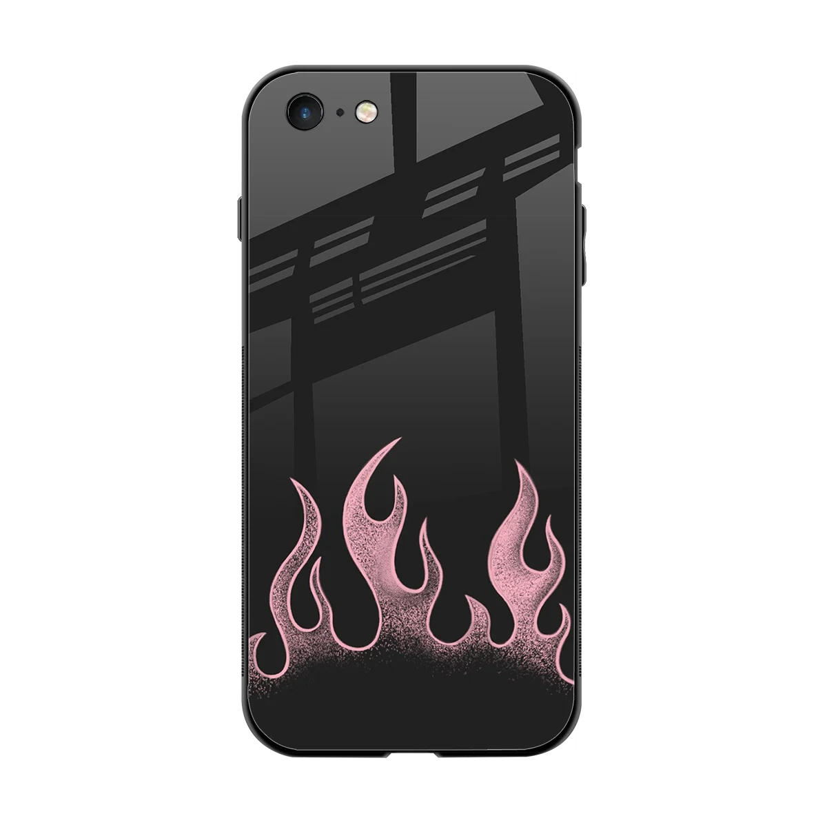 Retro Pink Flames back phone cover | glass case for iphone 6s plus