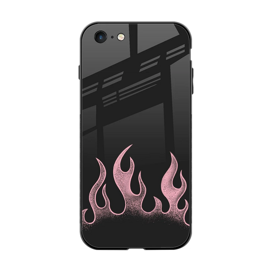 Retro Pink Flames back phone cover | glass case for iphone 6s plus