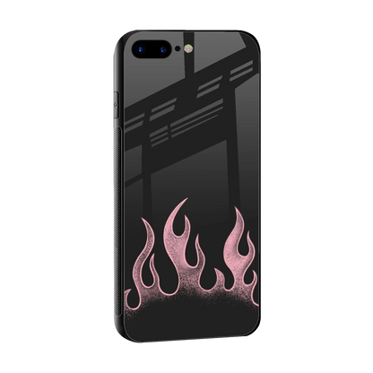 Retro Pink Flames sleek iphone 7 plus cover with tempered glass back and TPU edges