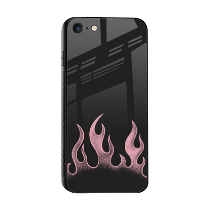 Retro Pink Flames sleek iphone 7 cover with tempered glass back and TPU edges