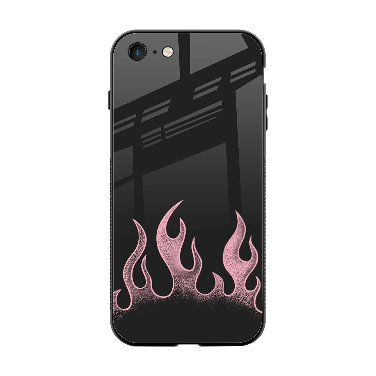 Retro Pink Flames back phone cover | glass case for iphone 7