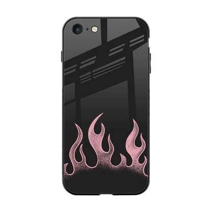 Retro Pink Flames back phone cover | glass case for iphone 7