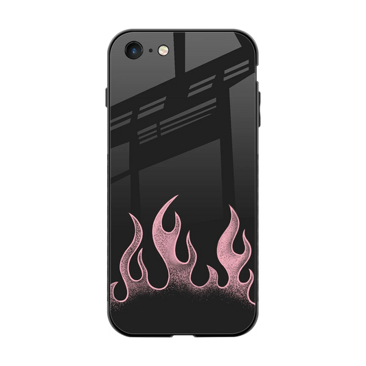 Retro Pink Flames back phone cover | glass case for iphone 7
