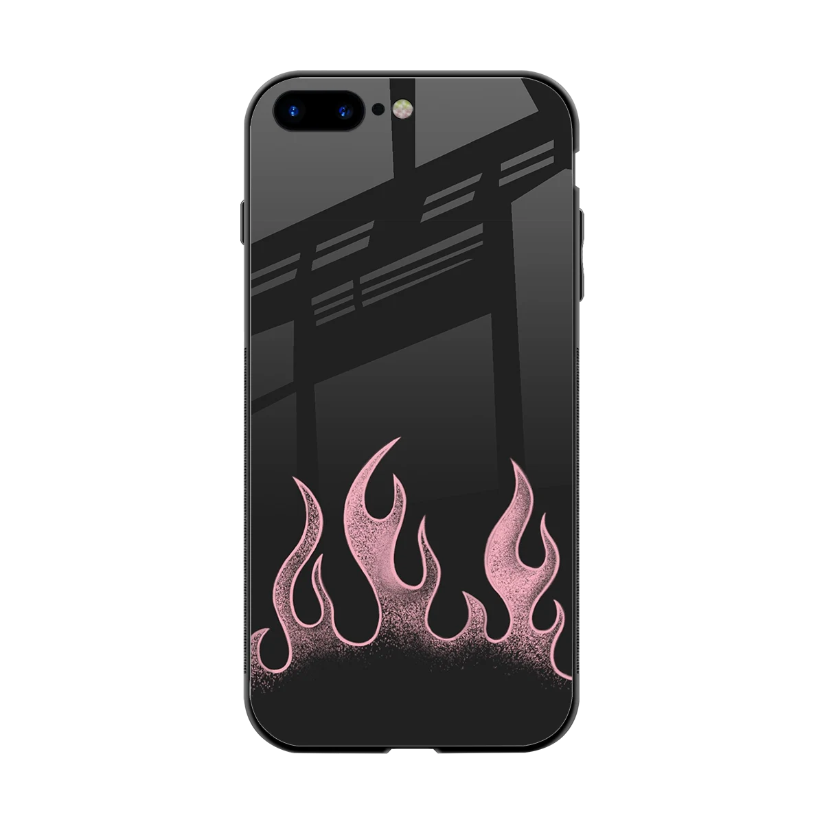 Retro Pink Flames back phone cover | glass case for iphone 7 plus