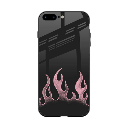 Retro Pink Flames back phone cover | glass case for iphone 7 plus